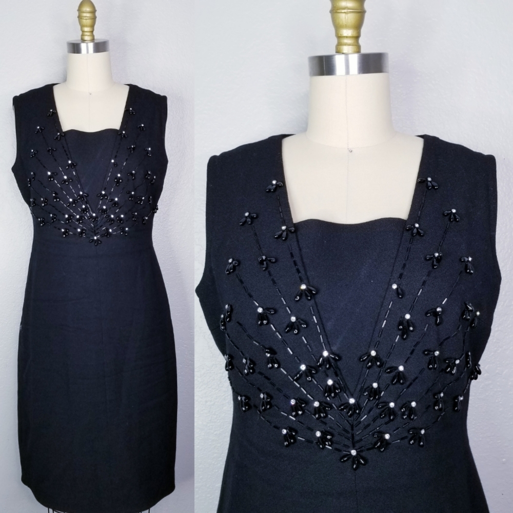 Vintage 60s beaded starburst cocktail dress sz S